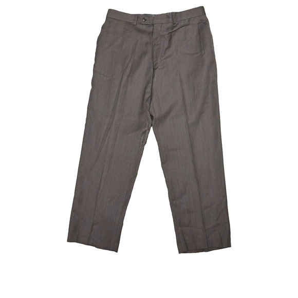 Calvin Klein 34 x 30 Brown Flat Front Polyester Straight Mens Dress Pants‎ - Picture 1 of 6